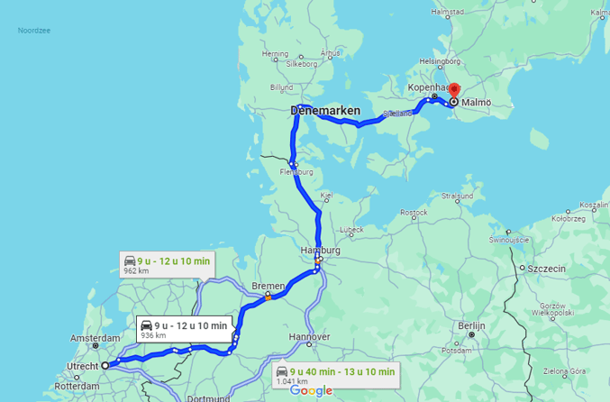 route utrecht malmo snelweg